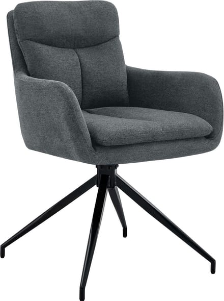 CLP Somers Eetkamerstoel - met armleuning - Draaibare fauteuil - Stof/donkergrijs