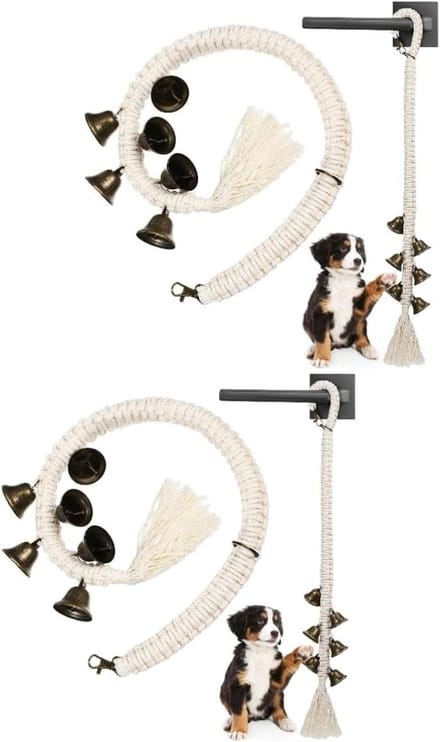 Huisdier Deurbel Touw - Hondentraining Bel - Zindelijkheidstraining Hond - Verstelbare Lengte - 80 cm - Wit