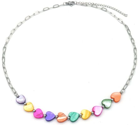Ketting met Hartjes - RVS - Lengte 39-44 cm - Zilverkleurig – valentijn – cadeau