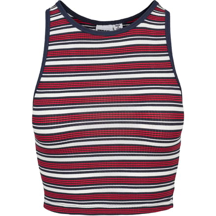 Urban Classics - Rib Stripe Crop top - L - Wit/Rood