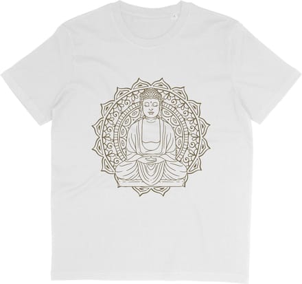 T Shirt Met Mooie Boeddha Print - Yoga - Wit - Maat M