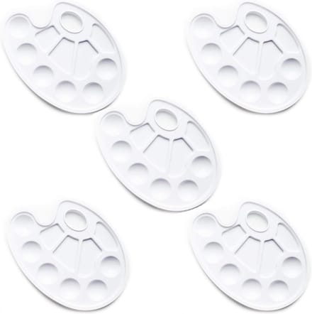 Ovale kunstpalet tray voor schilderen met duimgat (5 stuks)