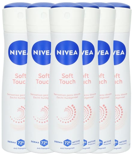 NIVEA Soft Touch Anti-Transpirant Spray 6 × 150 ml