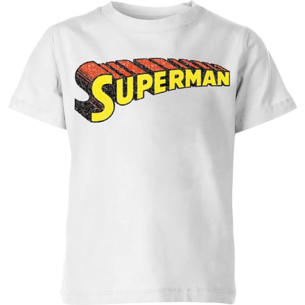 DC Superman Telescopic Crackle Logo Kids' T-Shirt - White - 122/128 (7-8 jaar)