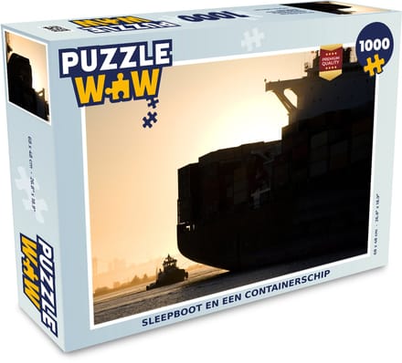 Puzzel Sleepboot en een containerschip - Legpuzzel - Puzzel 1000 stukjes volwassenen