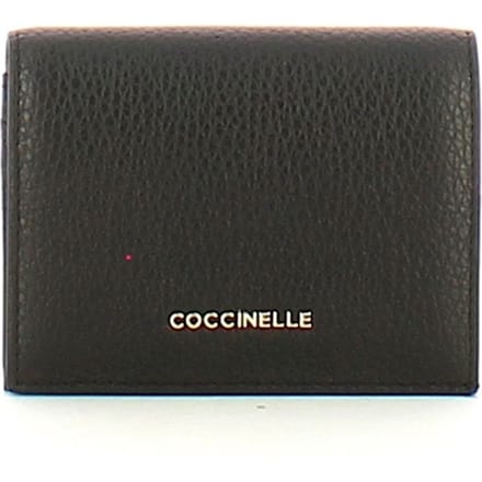 COCCINELLE MINI PORTEFEUILLE METALLIC SOFT LEDER ZWART