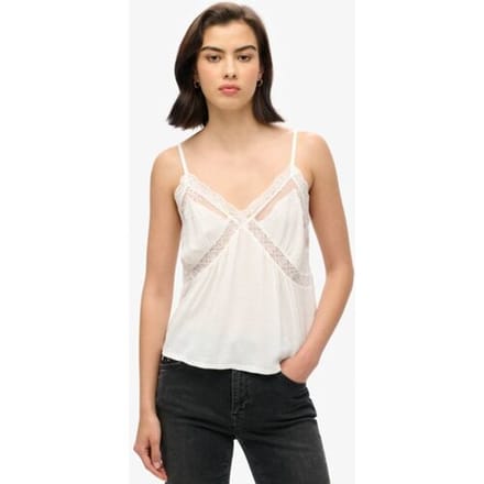 Superdry Transparant Ibiza Hemdje met Kant Wit Grootte: 36