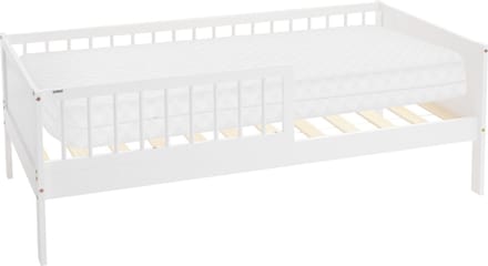 ML-Design naturel serie kinderbed 80x160 cm wit met matras lattenbodem en uitvalbeveiliging massief grenen houten eenpersoonsbed voor meisjes en jongens stevig speelbed peuterbed en juniorbed met vloerbedconstructie voor extra veiligheid