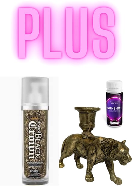 Devoted Creations Black Crown 210 ml PLUS Tijger Kandelaar Bronze PLUS Collagen Sunshot