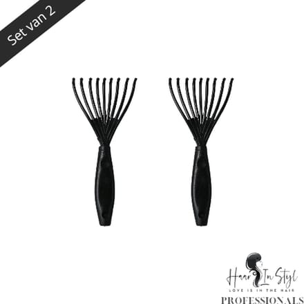 Haar in Stijl® 2 Kamreinigers Zwart - Borstel - Ontpluizer