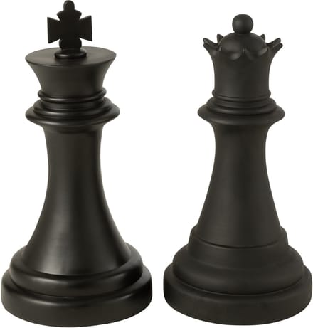 J-Line decoratie Schaakstuk Koningin - polyresin - zwart