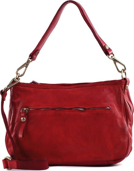 CAMPOMAGGI Leren Schoudertas Eracle Shoulder Bag Rosso Rood