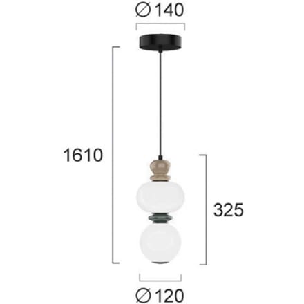 Viokef LED hanglamp Gemma, hoogte 32 cm, kleurrijk, glas/keramiek/metaal