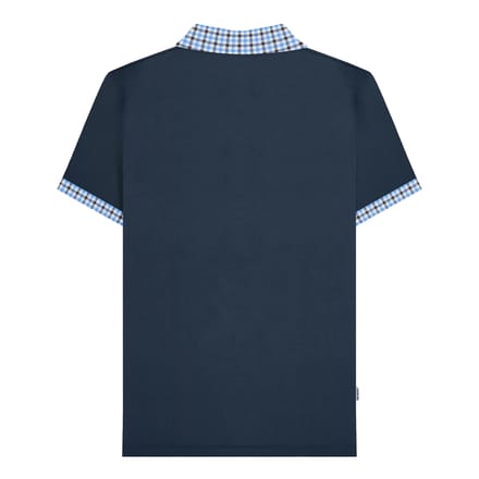 Lambretta Heren SS25 Gingham Polo Shirt (Marineblauw)