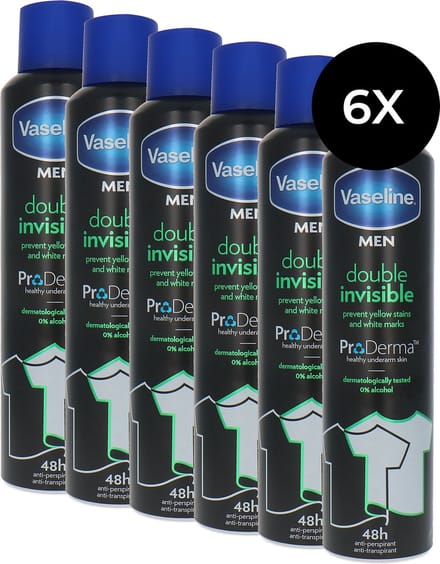 Vaseline Men Double Invisible Pro Derma Deodorant Spray - 6 x 250 ml