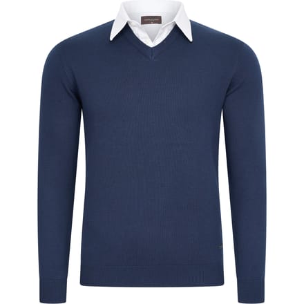 Cappuccino Italia - Heren Trui Pullover Mock - Blauw - Maat M