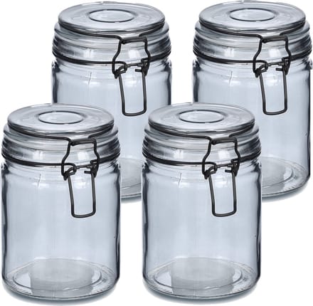 Zeller Voorraadpotten/bewaarpotten - 4x - 250 ml - glas - met beugelsluiting - D8 x H10 cm