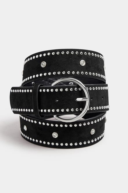 Yours Microriem Met Diamantjes En Studdetail In Zwartsize 46-48