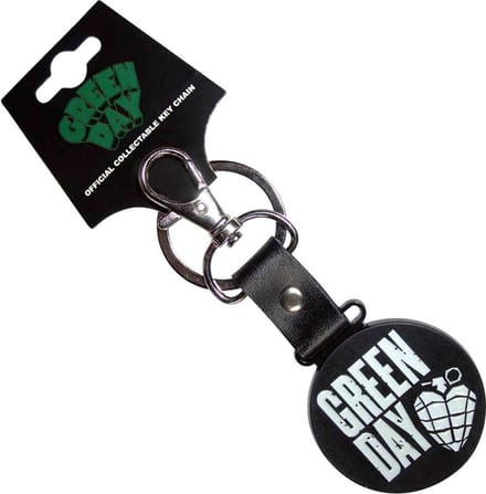Green Day - Stacked Logo & Grenade Circle Sleutelhanger - Zwart