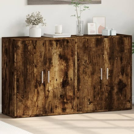 vidaXL - Dressoirs - 2 - st - 60x31x70 - cm - bewerkt - hout - gerookt - eikenkleurig