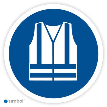 Simbol® - Stickers Veiligheidshesje verplicht (M015) - Formaat ø 30 cm.