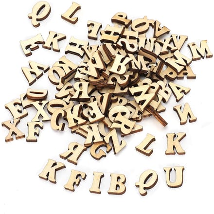 200 stuks DIY Houtblad in Vorm van Logletter Educatief Speelgoed Knutselen Decor voor 26 Engelse Letters beige