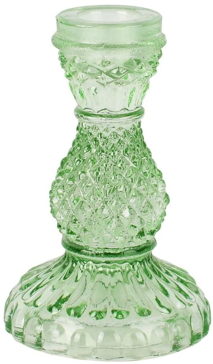 Dekoratief | Kandelaar, groen/transparant, glas, 8x8x12cm | A258374
