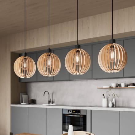 Envostar Clay hanglamp, berkenmultiplex, 4-lamps