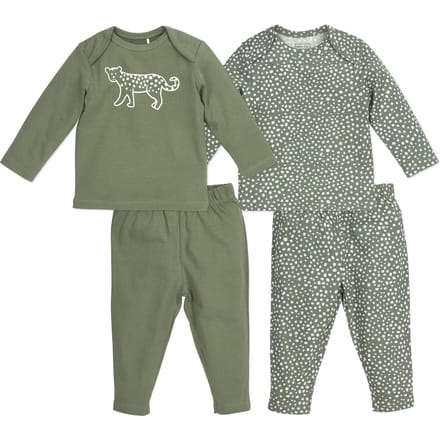Meyco Baby Cheetah baby pyjama - 2-pack - forest green - 50/56