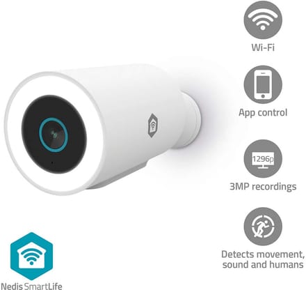 Nedis SmartLife Beveiligingscamera voor Buiten - Spotlight - Full HD - WiFi - IP65 - Bewegingssensor - Nachtzicht - Wit