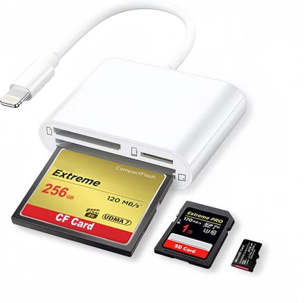 NÖRDIC Lightning Kaartlezer - CF, SD, MicroSD - Geschikt voor Smarthone & Tablet