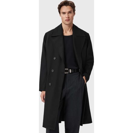 AllSaints Curran Coat Black Taglia: 40 | Cappotti doppiopetto Outlet | Uomo | Nero