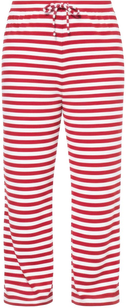 Studio Untold - Dames - Gestreepte broek wijde pijpen normale taille ribjersey - Appelrood - Maat 46+