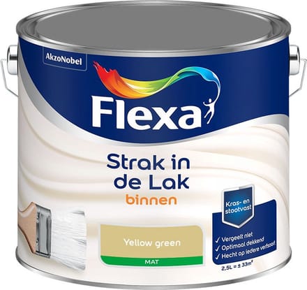 Flexa - Strak In De Lak Binnenlak Mat - Yellow Green - Mengverf - 2,5 L