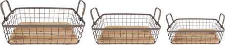 Clayre & Eef Opbergmand Set van 3 38x28x11 cm Grijs Bruin IJzer