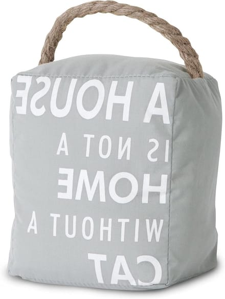 Katten Deurstopper - Deurblokker Kat - Deur Open Houden - Met Tekst - 5 Inch - Grijs Wit