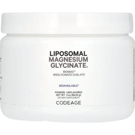 Codeage, Poudre de Glycinate de Magnésium Liposomal, Non aromatisée, 3 oz (85.2 g)