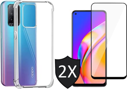 Hoesje geschikt voor Oppo A94 5G - Shock Proof Case - 2x Screenprotector Glas Full Screen Protector