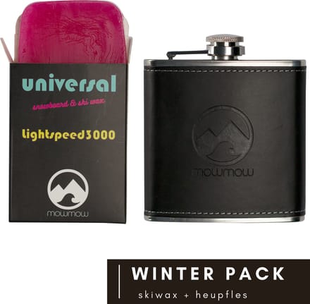 MowMow heupfles + skiwax voordeelpack | zwart PU