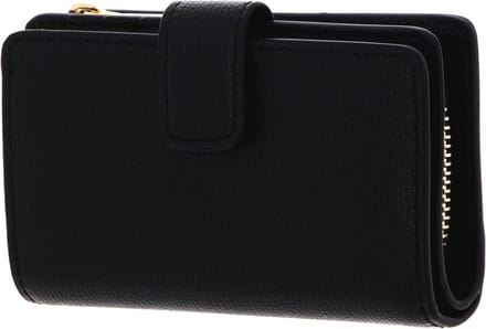 COCCINELLE Leren Portemonnee Metallic Textured Leather Wallet Noir Zwart