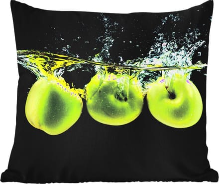 Buitenkussen - Appels - Fruit - Water - Zwart - Groen - 45x45 cm - Weerbestendig