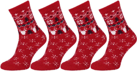 2x Warme, rode sokken met kerstpatroon, OEKO-TEX certificaat