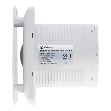 Reventon Velo 100S - Ventilator 95 m³/h - ø 100 mm - Wit