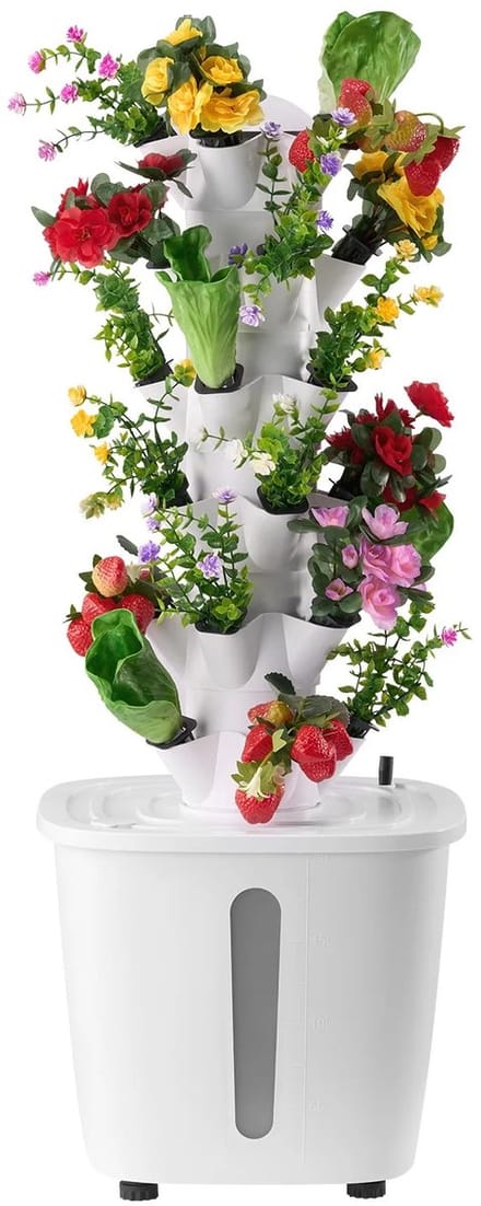 DIMICO - Moestuin Binnen - Moestuinbak Indoor - Hydrocultuur Kweeksysteem - Smart Garden - 6-Laags met Waterpomp - 20L - Wit