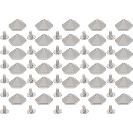 30 Ensembles Rivets à Vis Multifonctionnels 12mm Couleur Or Forme Pyramide Hexagonale Vis en Fer Rivets pour Artisanat du Cuir pour Artisanat argenté