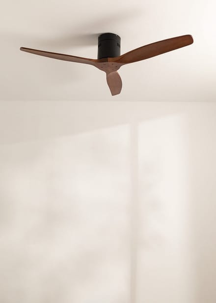 CREATE - Plafondventilator 40W silent Ø132 cm - Controller voor wandmontage - afstandsbediening - Zwart Donker Hout- WIND CALM