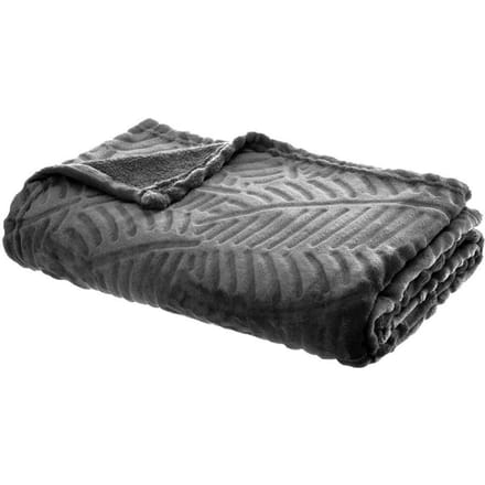 Eazy Living Fleece Plaid 150 cm x 125 cm Leaves Grijs