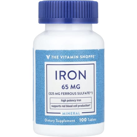 The Vitamin Shoppe, Fer, 65 mg, 100 comprimés