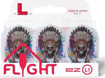 L-Style Champagne Flight EZ L1 Chief Skull Clear White - Dart Flights