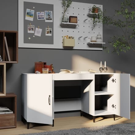 vidaXL - Bureau - 140x50x75 - cm - bewerkt - hout - wit
